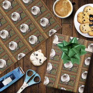 Papel De Presente Gato Siamês Bem-vindo Fofo Rato Antigo