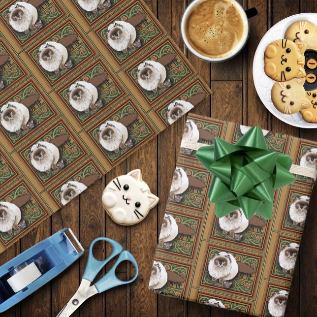 Papel De Presente Gato Siamês Bem-vindo Fofo Rato Antigo (Criador carregado)