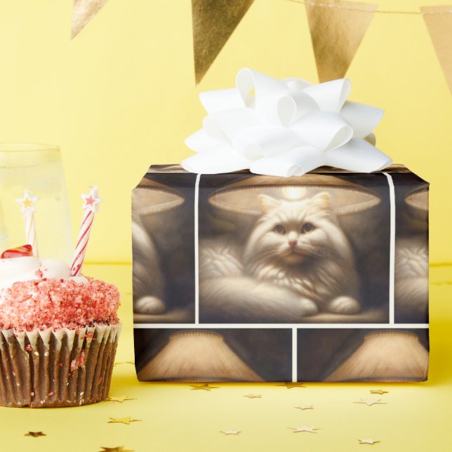 Papel De Presente Gato sob uma pintura de abajur (Festa de aniversário)