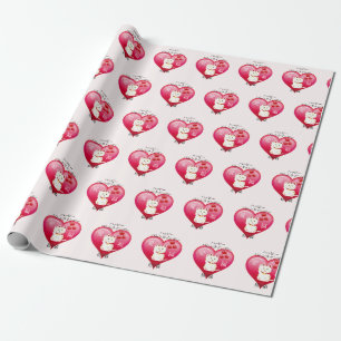 Papel De Presente Gato Sortudo com Amor