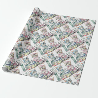 Papel De Presente Gatos adoráveis na cozinha