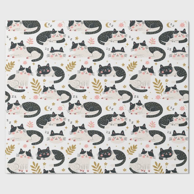 Papel De Presente Gatos Adormecidos (Barra)