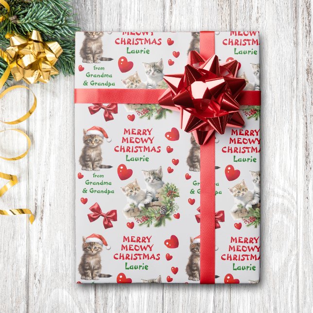 Papel De Presente Gatos Alegres Meowy Natal Neto (Criador carregado)