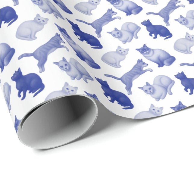 Papel De Presente Gatos Azuis (Ponta do rolo)