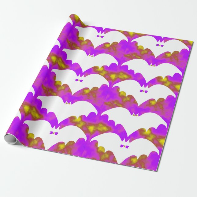 Papel De Presente Gatos Brancos E Arcos Amarelos Rosa (Desenrolado)
