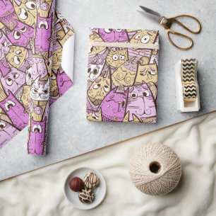 Papel De Presente Gatos Brincadinhos