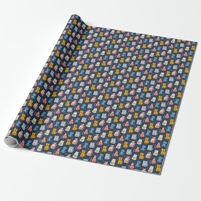 Papel De Presente Gatos Cachorros Infantis Design (Desenrolado)