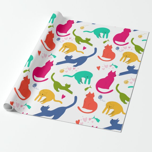 Papel De Presente Gatos Coloridos (Desenrolado)
