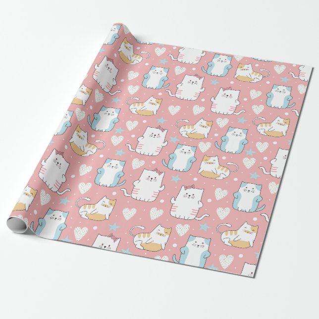 Papel De Presente Gatos Cons (Desenrolado)