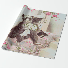 Papel De Presente Gatos de Casamento Azul Claro