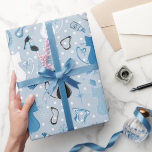 Papel De Presente Gatos de Coração Azul do meio século