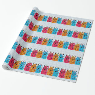 Papel De Presente Gatos De Enfermeira Com Presente Azul