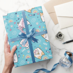 Papel De Presente Gatos de Gatinho Bonito Padrão Whimsical