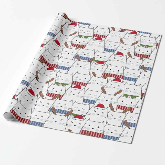 Papel De Presente Gatos de Natal (Desenrolado)