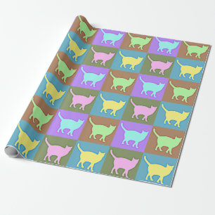 Papel De Presente Gatos De Pop De Cor Suave