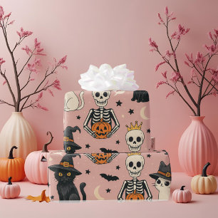 Papel De Presente Gatos de Princesa e Halloween, de Pele Rosa, Bonit