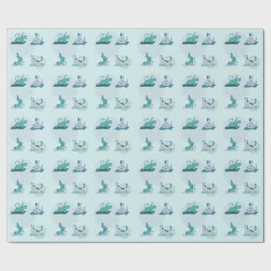 Papel De Presente Gatos de Yoga Verdes
