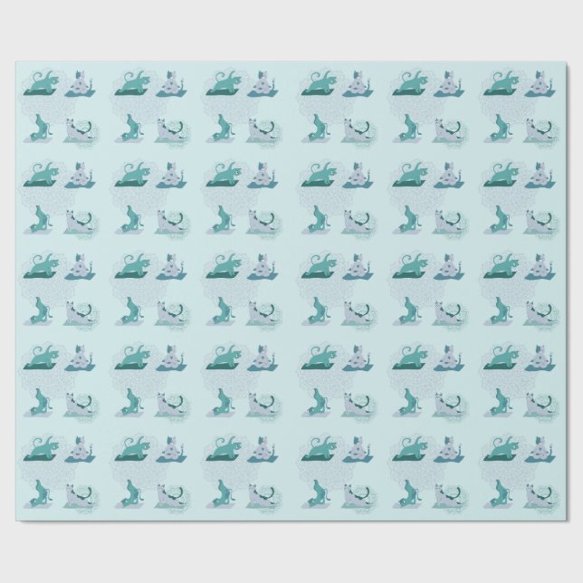 Papel De Presente Gatos de Yoga Verdes (Barra)