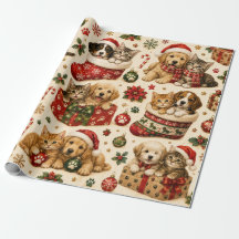 Gatos e Cachorros de Natal Padrão de Férias
