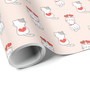 Papel De Presente Gatos e Corações Bons
