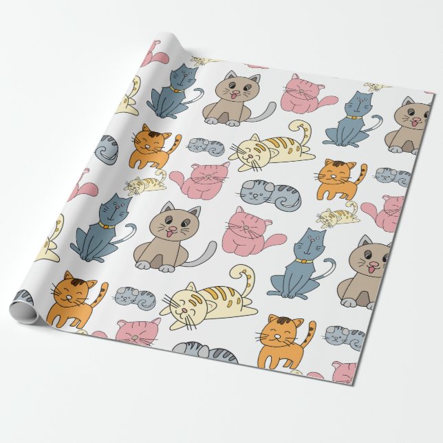 Papel De Presente Gatos e Gatinhos bonitos e Engraçados (Desenrolado)