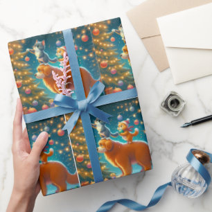 Papel De Presente Gatos Em Cachorro Para Decorar A Árvore De Natal