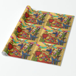 Papel De Presente Gatos Jantes de Natal Britânicos