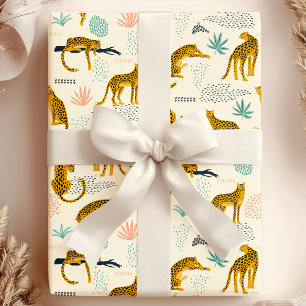 Papel De Presente Gatos Leopardo Padrão da Selva Africana Tropical