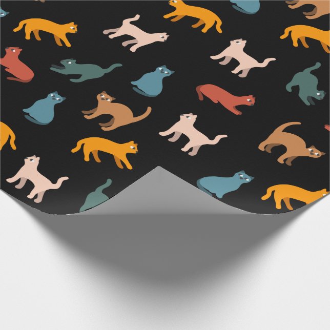 Papel De Presente Gatos no preto (Ponta)