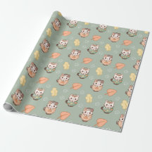 Gatos Pastel de Outono em Padrão de Canecas