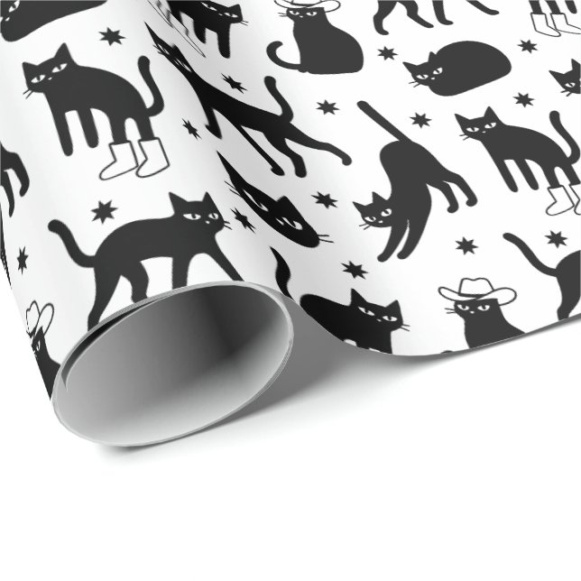 Papel De Presente Gatos Pretos (Ponta do rolo)