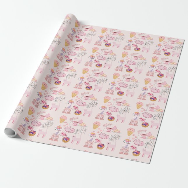 Papel De Presente Gatos Rosa Chá de Cima (Desenrolado)