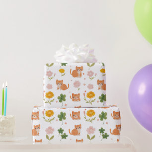 Papel De Presente Gatos Sortudos e Trevos