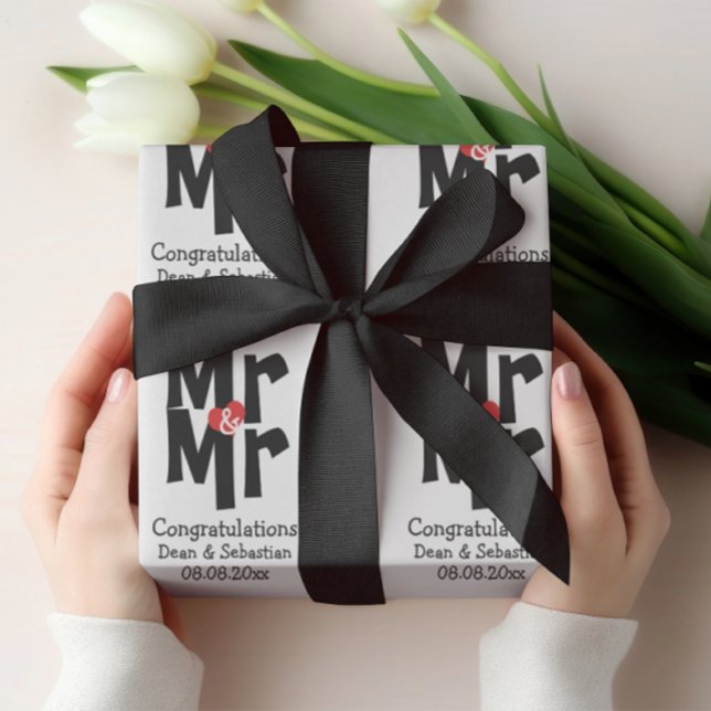 Papel De Presente Gay e Sr. Bold Personalizaram Casamento Moderno (Gay Mr And Mr Bold Personalized Modern Wedding Wrapping Paper from Ricaso)
