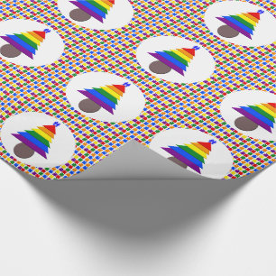 Papel De Presente Gay Men Rainbow Christmas Tree and Presents