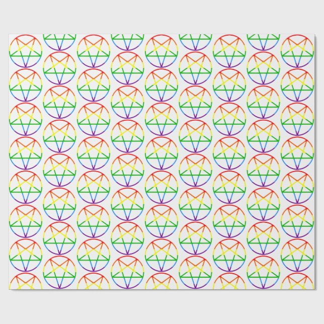 Papel De Presente gay pride flag pentagram rainbow (Aberto)