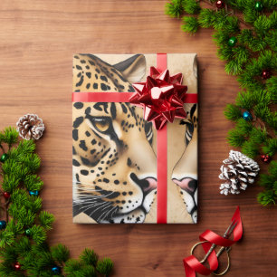 Papel De Presente Gaze de Leopardo: Um Retrato de Graça Selvagem