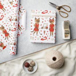 Papel De Presente Gear de Golfe no Dia do Canadá para amantes de gat