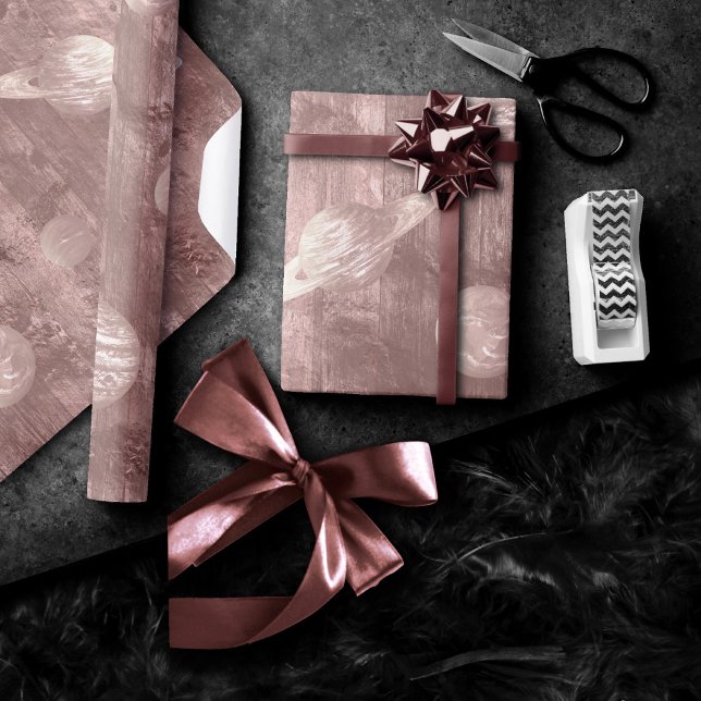 Papel De Presente Geek Chic Wedding | Sistema solar Dourado Rosa de  (Criador carregado)