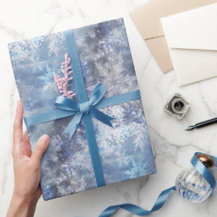 Papel De Presente Gelo e neve texturizados Padrão Azul de Natal
