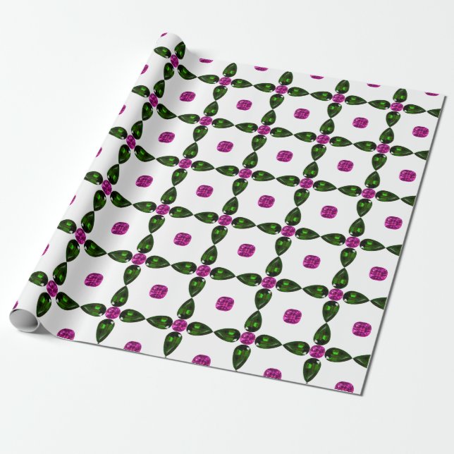 Papel De Presente Gemstone Art, Purple Green (Desenrolado)