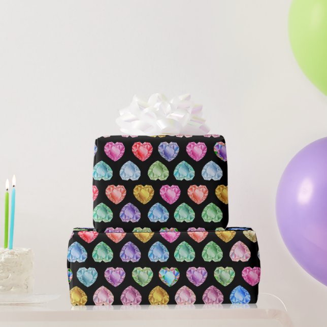 Papel De Presente Gemstone Colorful Divertimento Girly Gemstone Coca (Presentes para festas)