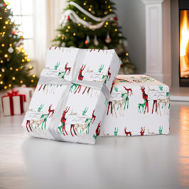 Papel De Presente Gemstone Crystal Reindeer Feliz Feriado de Natal