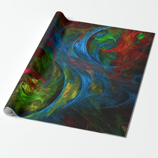 Papel De Presente Genesis Blue Abstrato Art (Desenrolado)