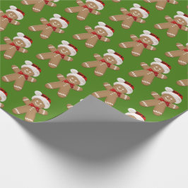 Papel De Presente gengibre bonito com chapéu de Papai Noel