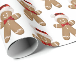 Papel De Presente gengibre bonito com chapéu de Papai Noel