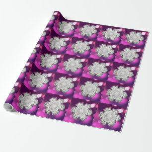 Papel De Presente Geometria do cristal magenta do floco de neve da n