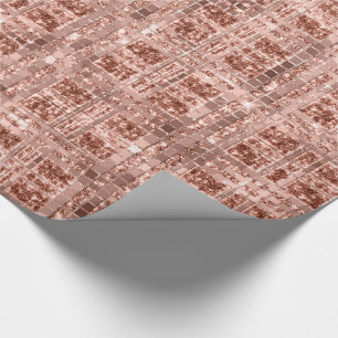 Papel De Presente Geometria Faísca Rosa Dourada Grily Cobre Glitt Br