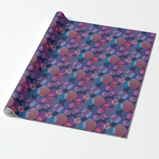 Papel De Presente Geometria Tropical: Design violeta e rosa noturno (Desenrolado)