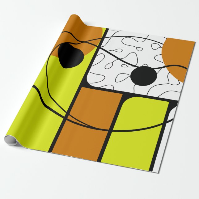 Papel De Presente Geometric Abstract Design with Bold Shapes (Desenrolado)